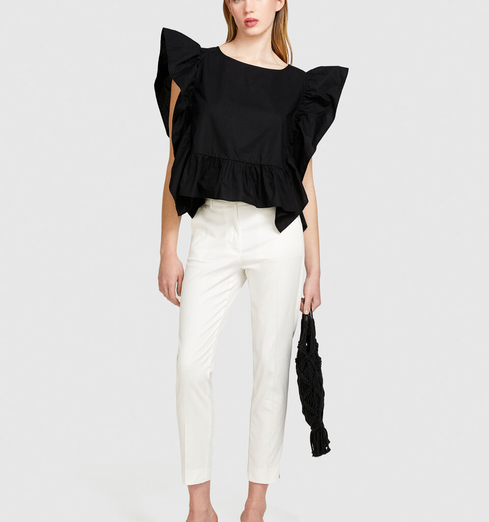 Regular fit chinos - women's chino trousers - White | Sisley image number 1
